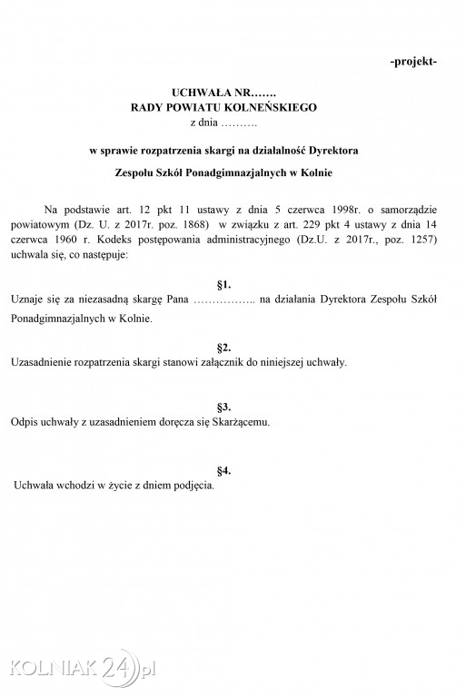 Karol Jacek Stachelski poskarżył się na dyrektora kolneńskiego Ogólniaka