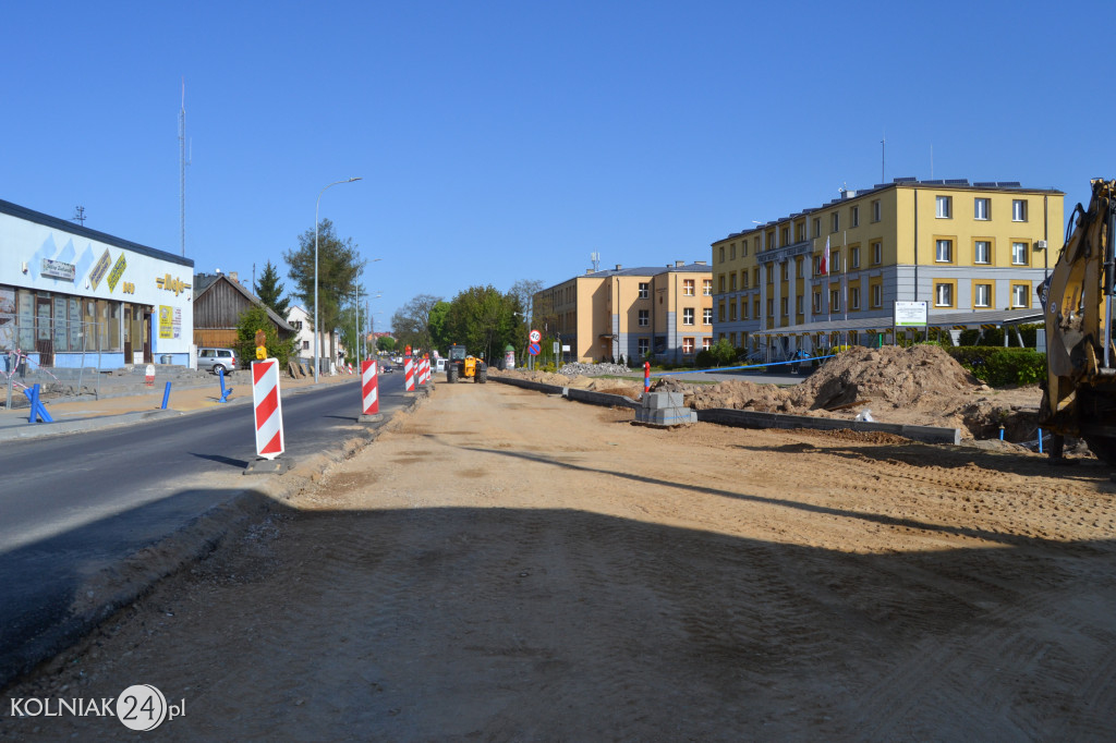 Wiosenne prace na głównej drodze w Kolnie