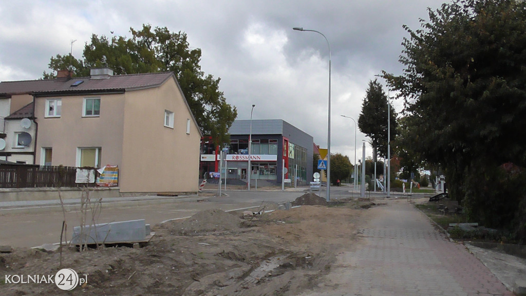 Prace budowlane na ulicy Dąbrowskiej w Kolnie