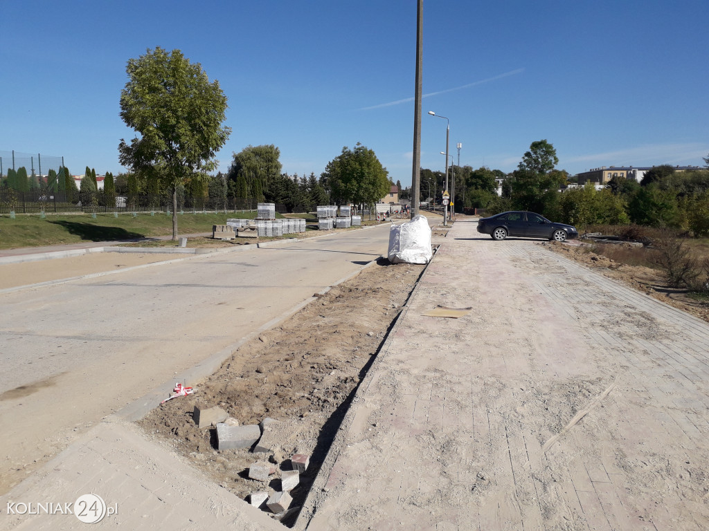 Prace budowlane na ulicy Dąbrowskiej w Kolnie