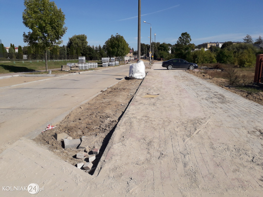 Prace budowlane na ulicy Dąbrowskiej w Kolnie