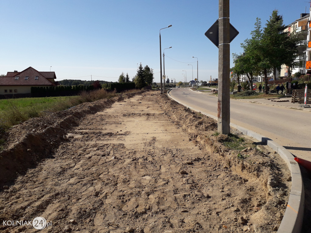 Prace budowlane na ulicy Dąbrowskiej w Kolnie