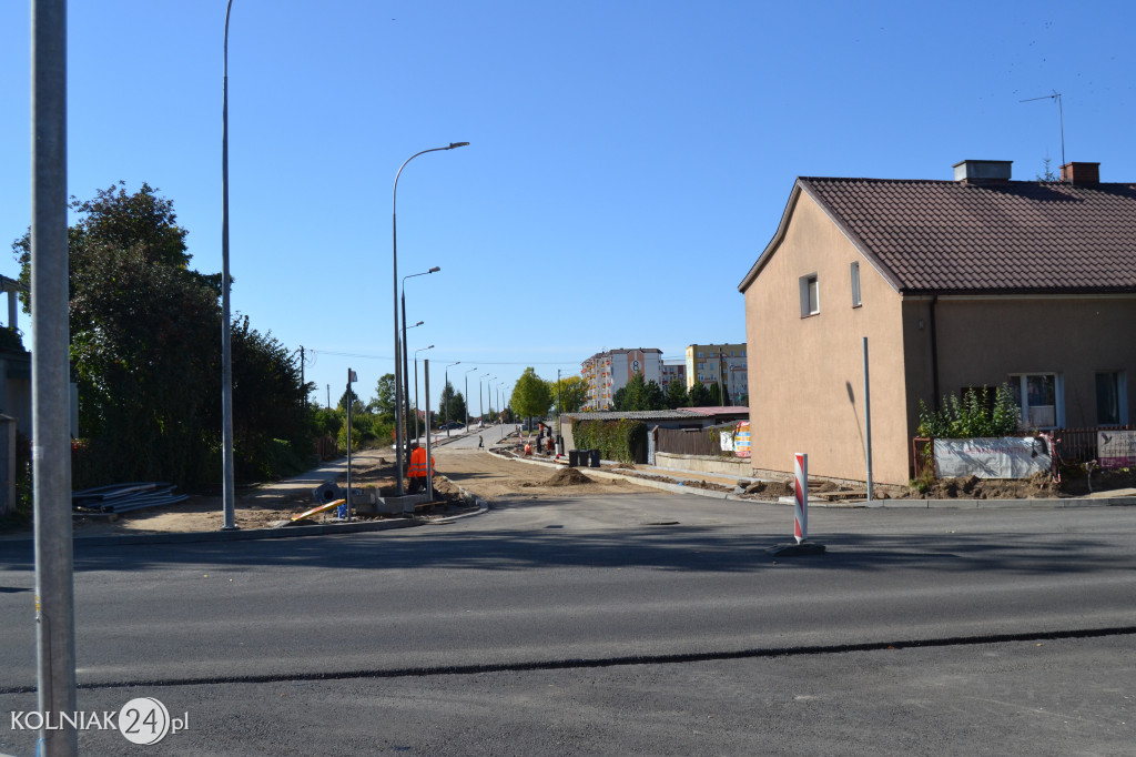 Prace budowlane na ulicy Dąbrowskiej w Kolnie