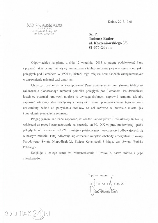 O pomniku w Kolnie
