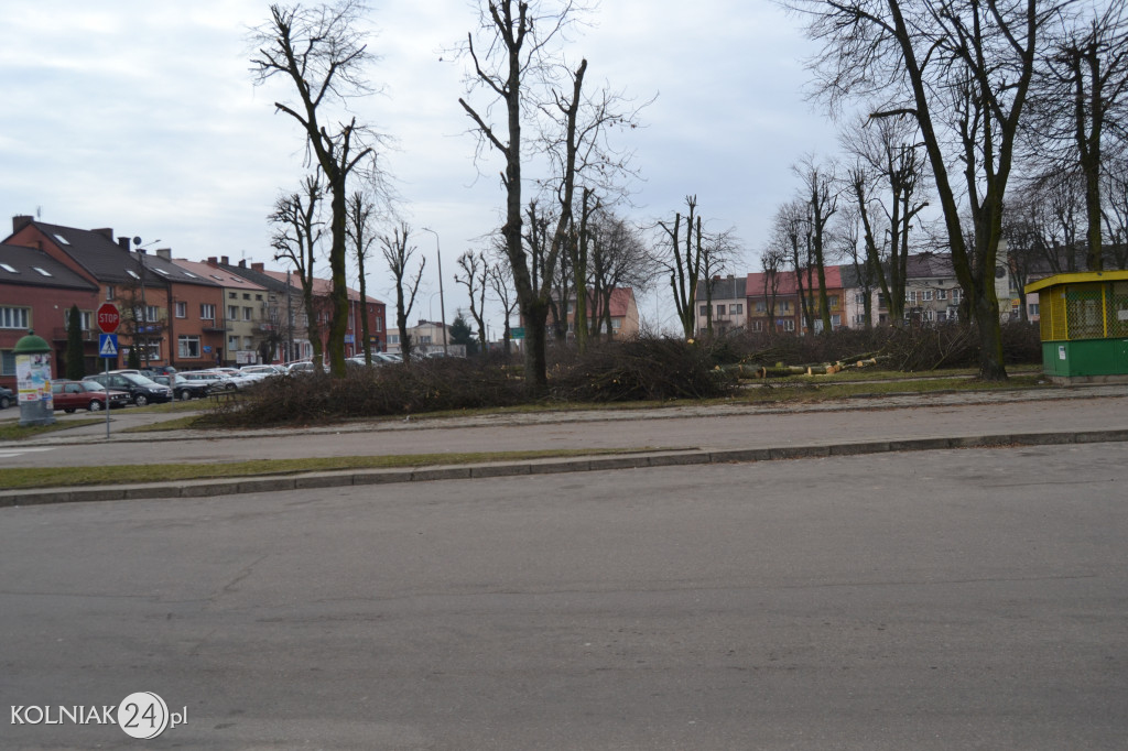 Plac Wolności w Kolnie: trwa wycinka drzew