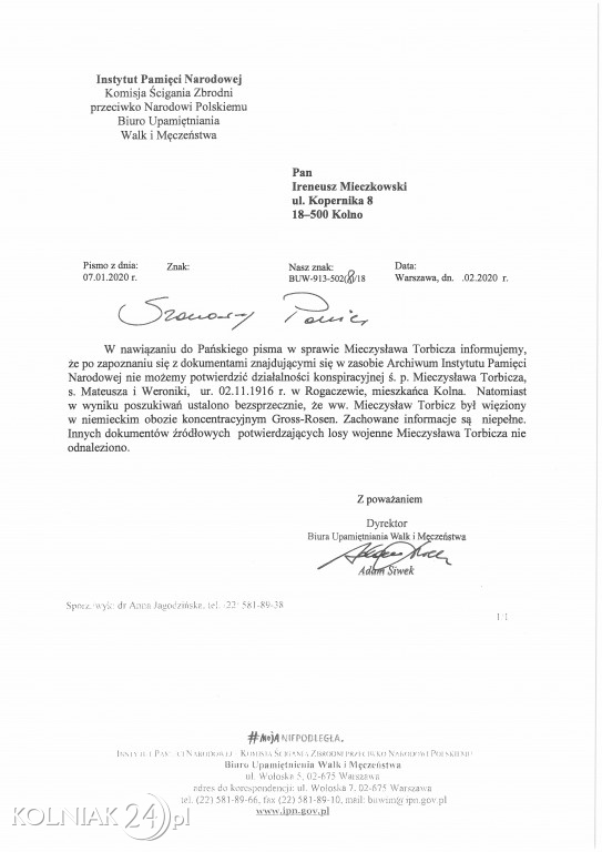 Kopie relacji Jana Chmielewskiego