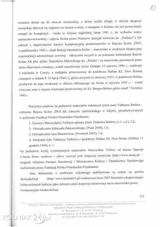 W żadnym z nich nie ma zarzutu współpracy z gestapo