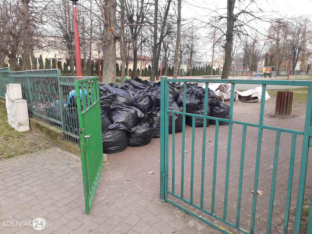 Uprzątnięto plac zabaw z liści