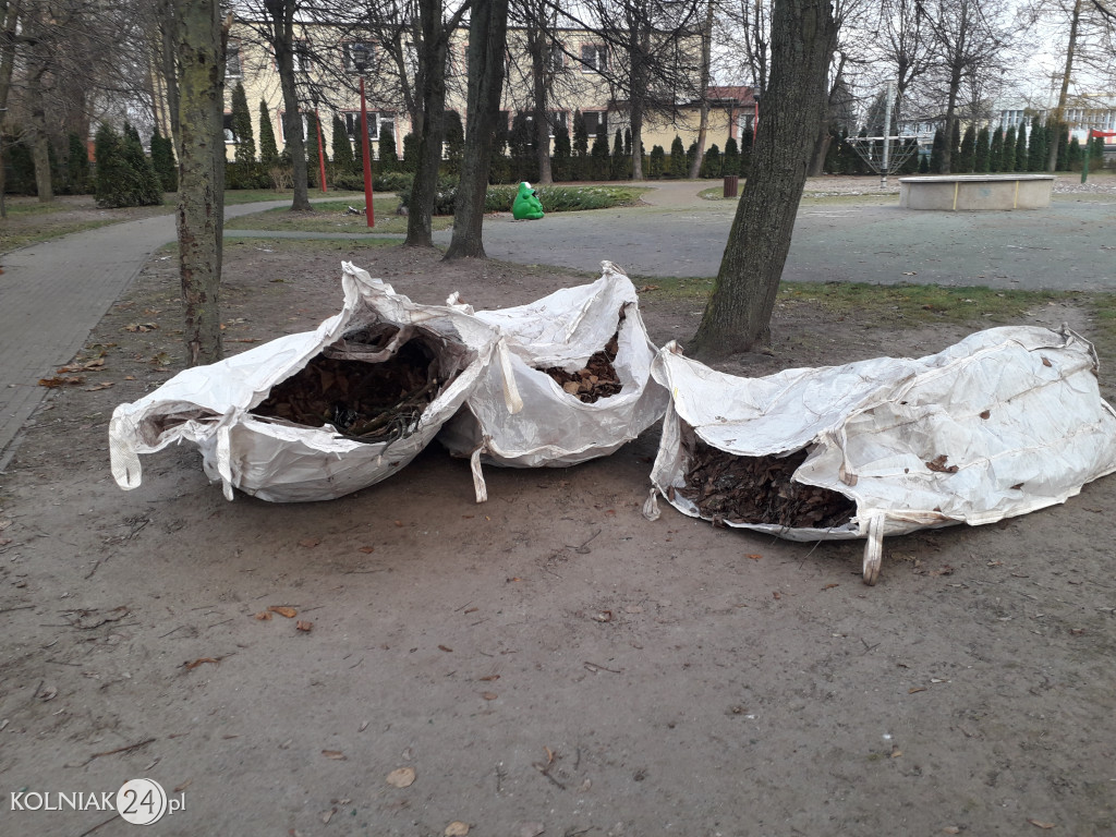 Uprzątnięto plac zabaw z liści