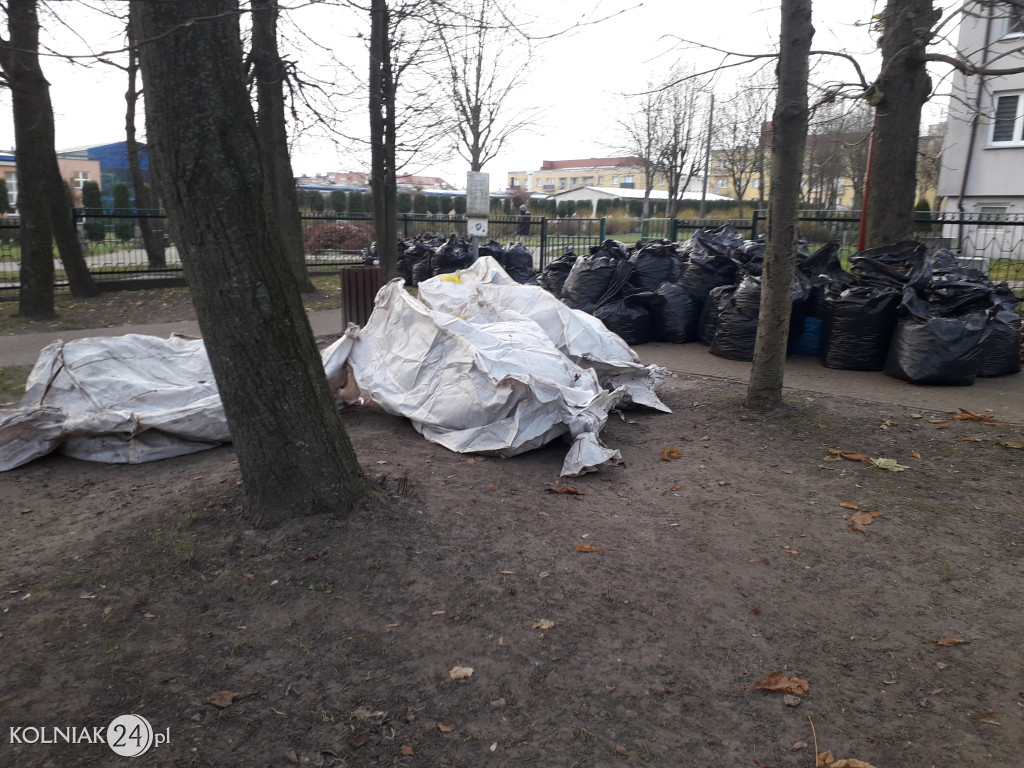 Uprzątnięto plac zabaw z liści