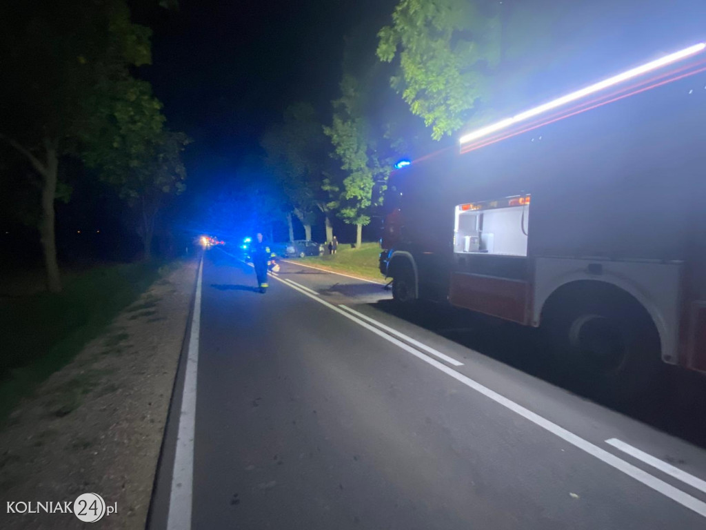 Pożar auta na krajówce