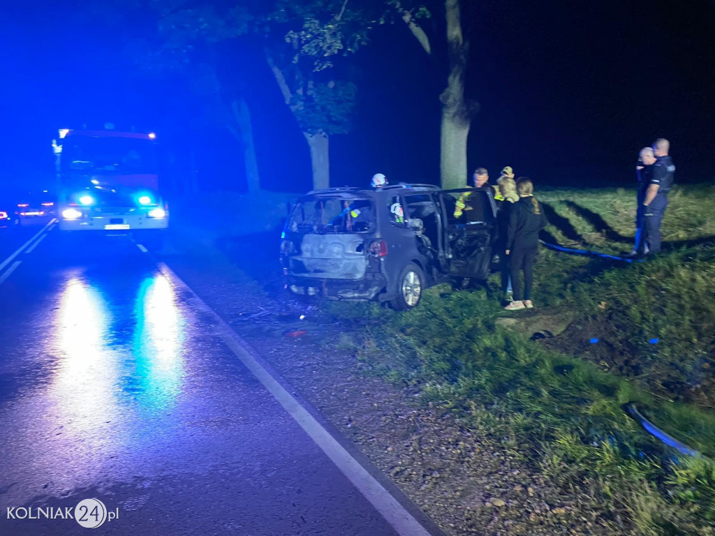 Pożar auta na krajówce