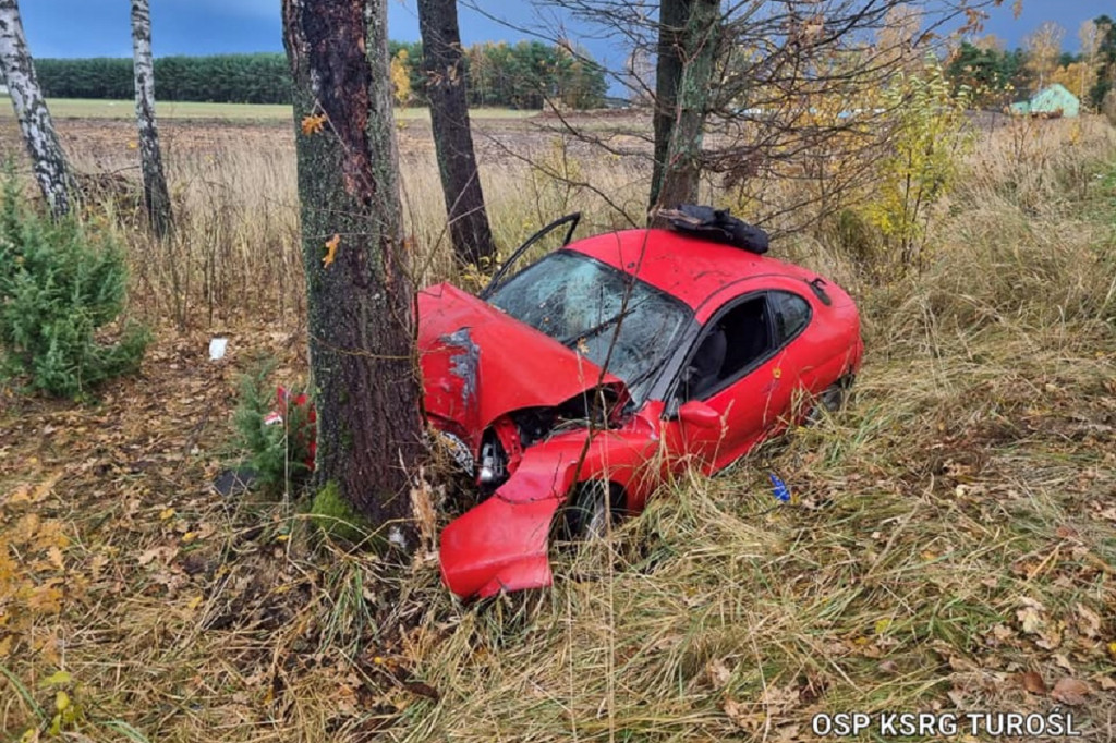 Wypadek na trasie Turośl - Cieciory