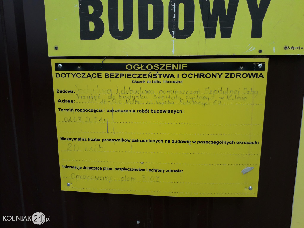 Prace remontowe w Szpitalu w Kolnie
