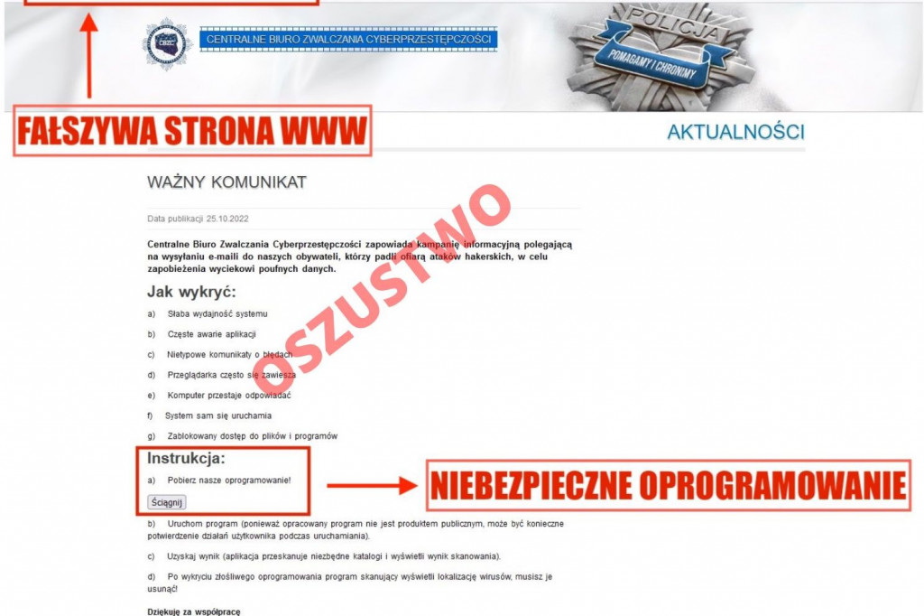 Cyberprzestępcy podszywają sie pod CBZC
