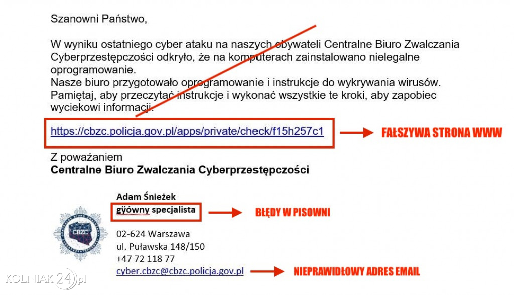 Cyberprzestępcy podszywają sie pod CBZC