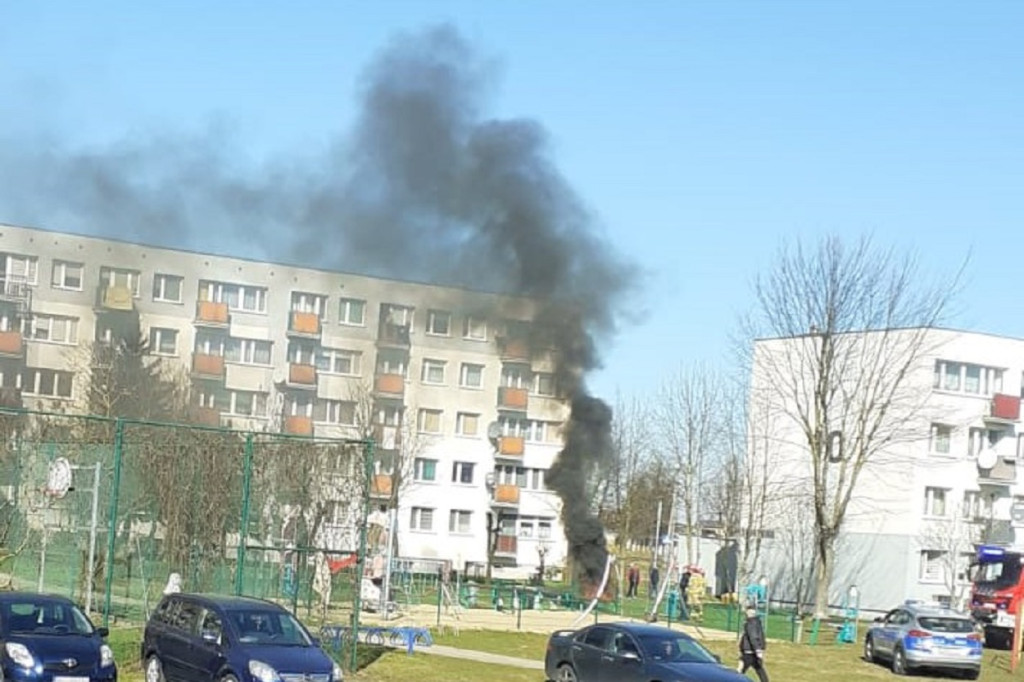 Pożar ławki w Kolnie
