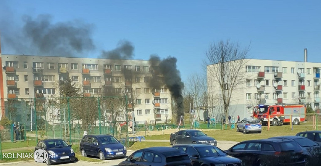 Pożar ławki w Kolnie