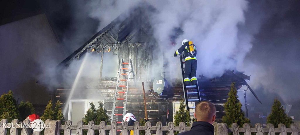 Pożar domu drewnianego w Zabielu