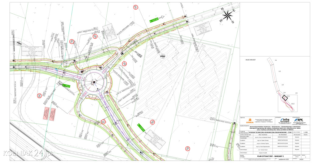 Plan sytuacyjny zachodniej obwodnicy Kolna