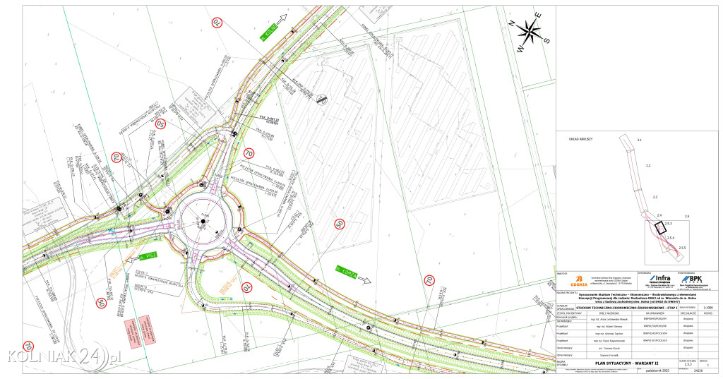 Plan sytuacyjny zachodniej obwodnicy Kolna