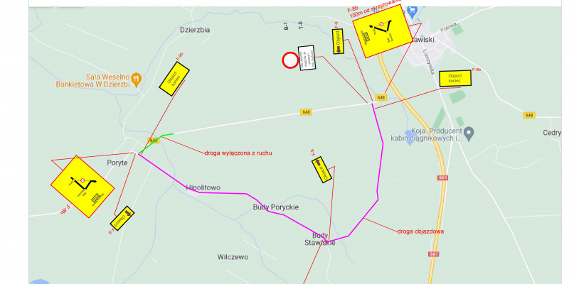 Objazd zamkniętego odcinka odbywać się będzie zgodnie z zatwierdzoną, czasową organizacją ruchu (fot. BIk-Projekt)