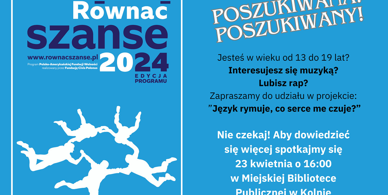 Spotkanie organizacyjne odbędzie się 23. kwietnia (wtorek)  w Miejskiej Bibliotece Publicznej  w Kolnie,  ul. M. Dąbrowskiej 4 o godz. 16:00