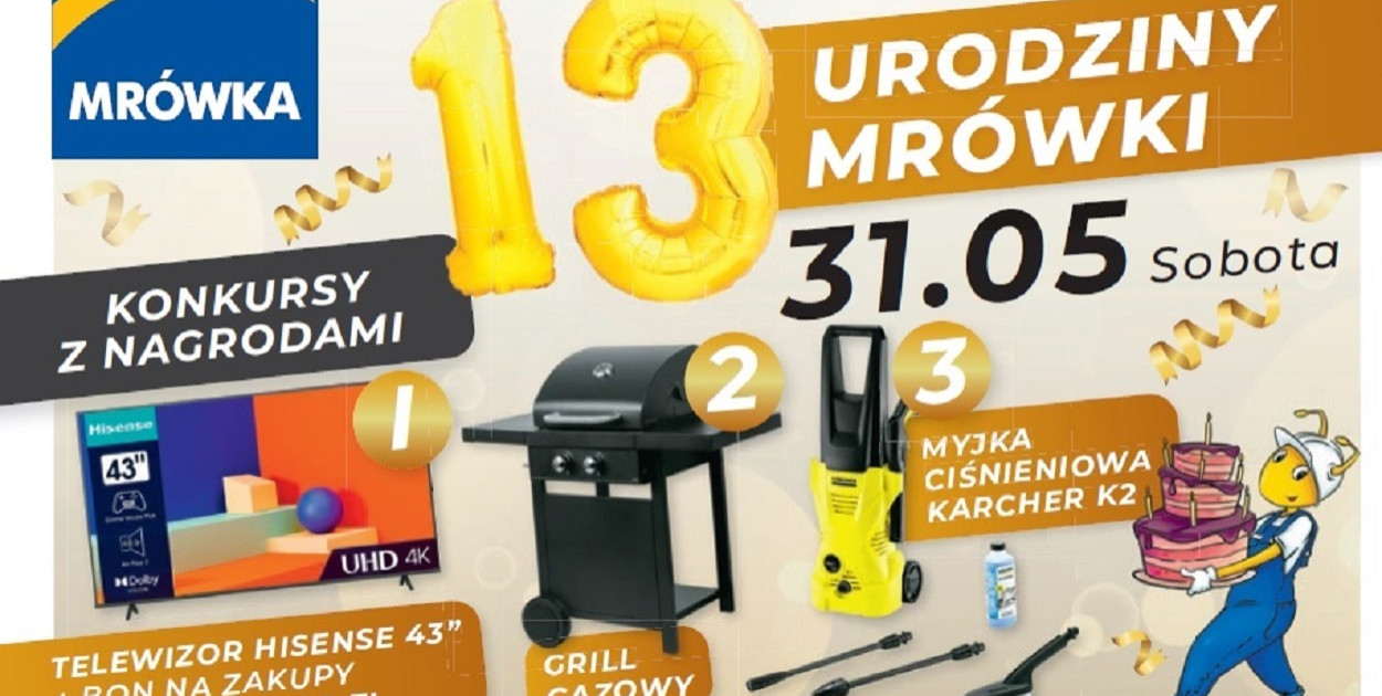 Główną nagrodą w tegorocznym konkursie paragonowym jest - telewizor Hisense 43 cale plus bon na zakupy o wartości 500 złotych!. Druga nagroda to grill gazowy, a trzecia - myjka ciśnieniowa Karcher K2