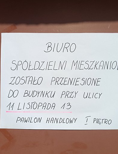 Spółdzielnia mieszkaniowa zmieniła swoją siedzibę-45453