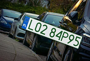 Tablice z zielonymi napisami na kolejnych autach. Nie chodzi o "elektryki"-50466