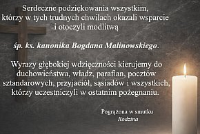 Podziękowanie za udział w ostatniej drodze