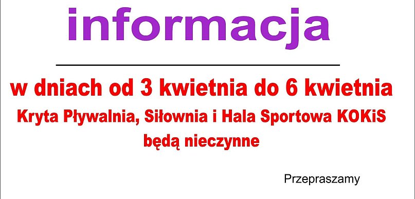 Obiekty sportowe w Kolnie będą nieczynne