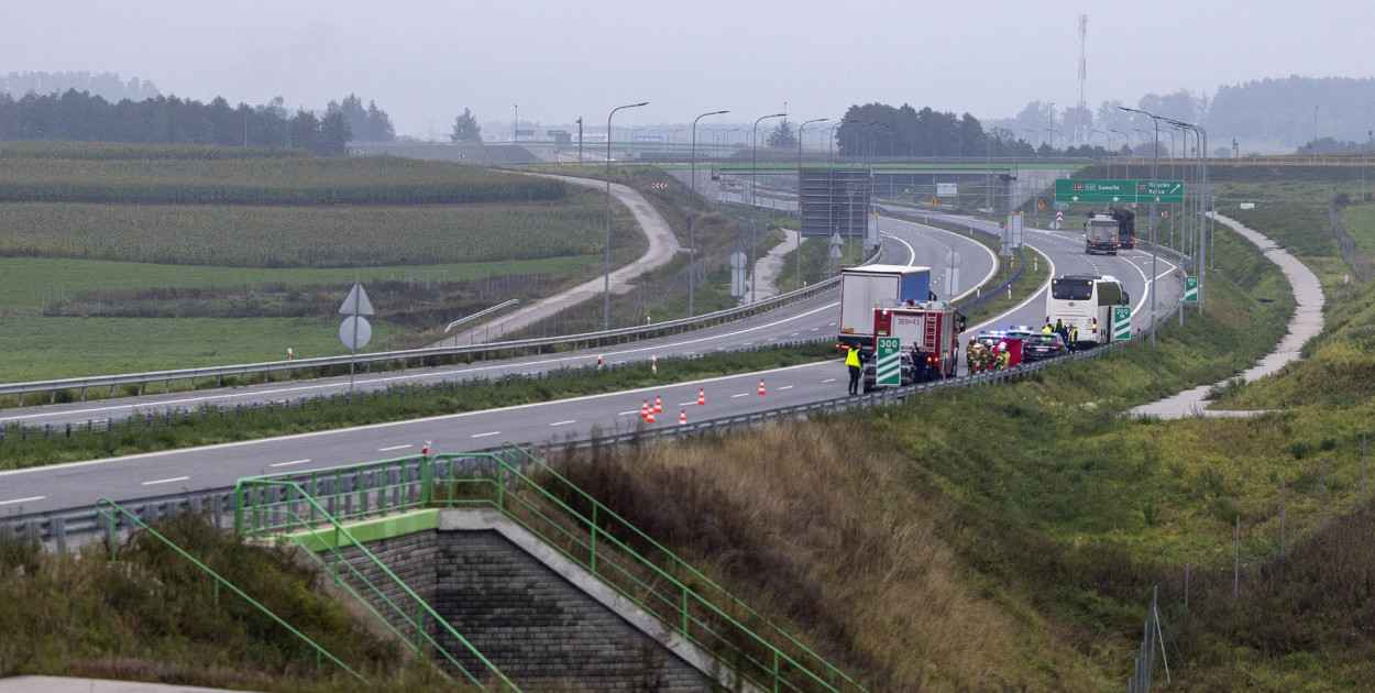 Wypadek na trasie S61 w okolicach Kisielnicy, 15.09.2025, fot. Paweł Wądołowski/Radio Białystok