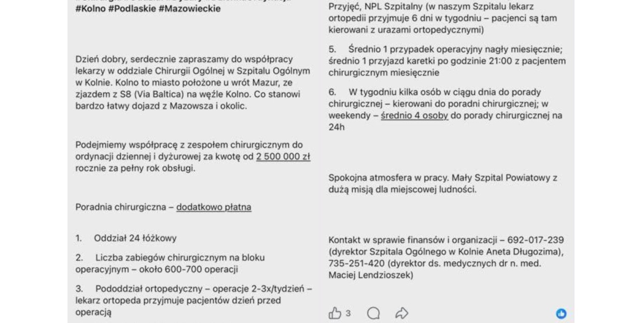 Zawieszenie oddziału chirurgicznego. Druga strona medalu