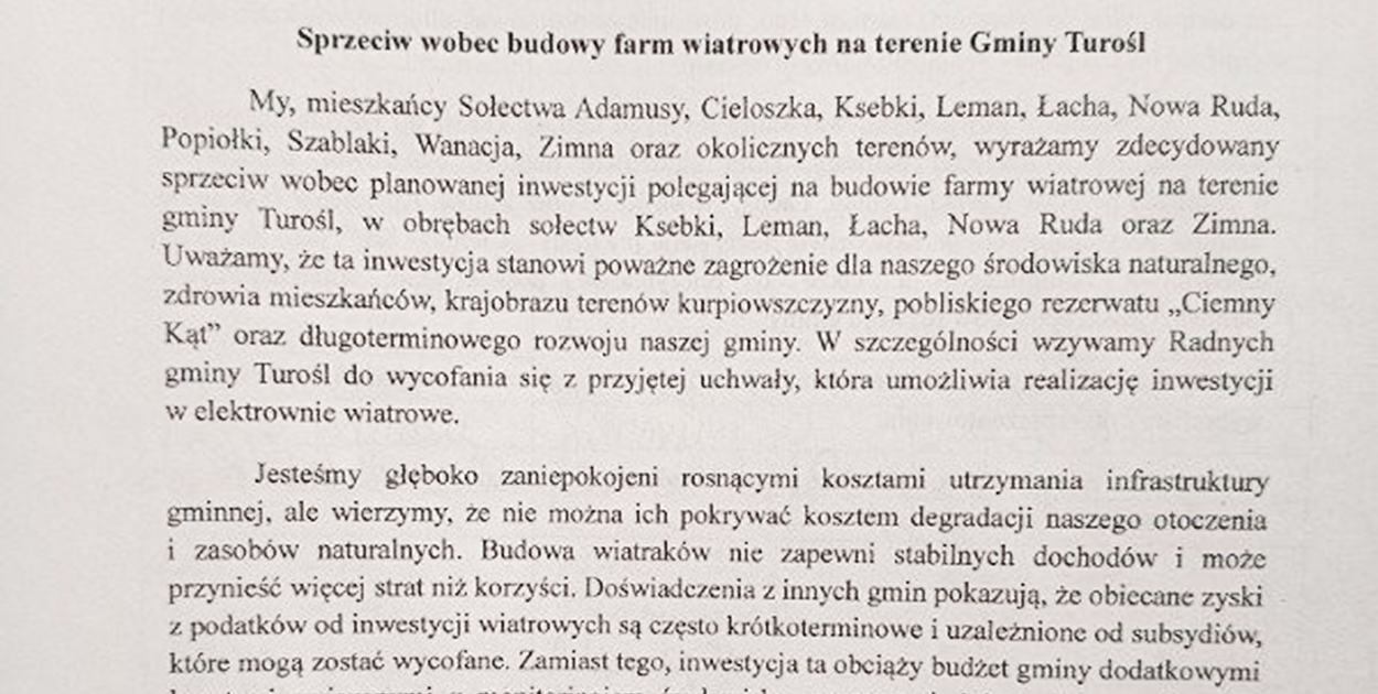 Mieszkańcy gminy Turośl mówią „stop” – i mają ku temu powody