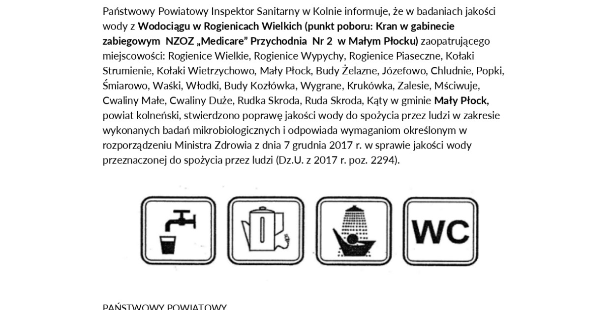 KOMUNIKAT PAŃSTWOWEGO POWIATOWEGO INSPEKTORA SANITARNEGO W KOLNIE